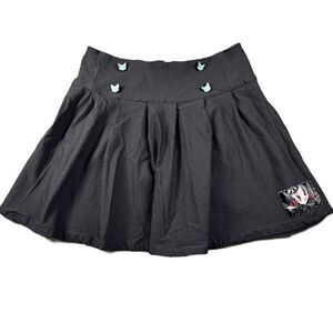 KILLSTAR Little Vampurr Pleated Skirt NWOT Kitty Cat Buttons Black Medium L256